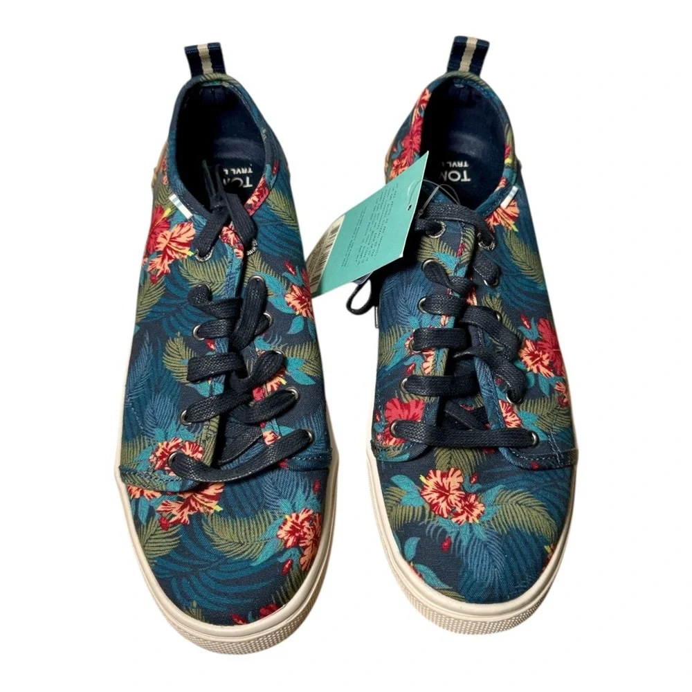 New‎ TOMS Navy Tropical Print Trvl Lite Low Top Sneakers Women’s 8.5